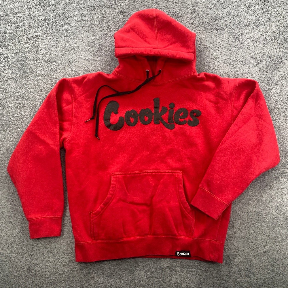 Cookies SF Hoodie Mens Medium Red Black Logo Fleece Pullover Streetwear